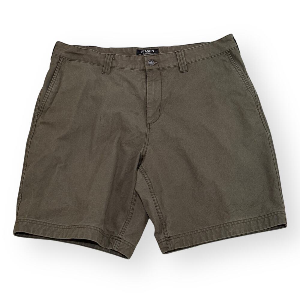 Filson Granite Mountain 9" Shorts Mens 40 Olive Green Cotton Chino Utility Camp